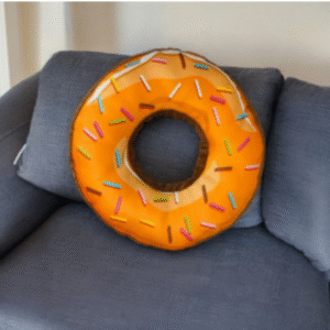 donut cushion (16 inches) pink sprinklers & cream