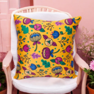 throw pillows floral blue pink & yellow