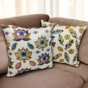 throw pillows floral blue pink & yellow